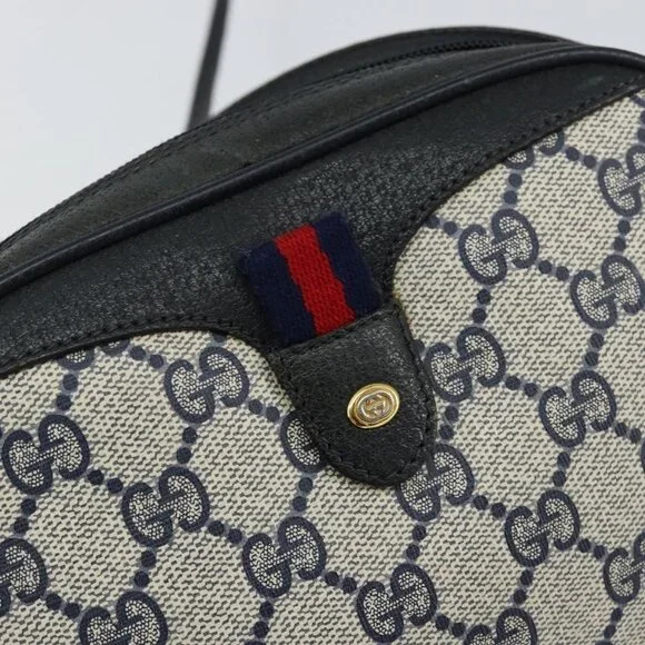 Authentic GUCCI GG Supreme Sherry Line Shoulder Bag PVC Navy Red 89 02 066 - Picture 6 of 16